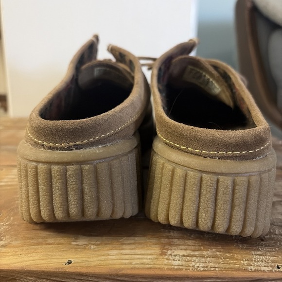 BC FOOTWEAR Women Tan Suede Lace Up Platform Wedges Shoes Slip On Size 8.5 - Picture 5 of 9